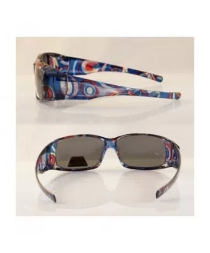 Abstract Floral Art Translucent Rectangle Polarized OTG Sunglasses P015 - Blue Swirl - CU18D2XG08N $11.74 Square