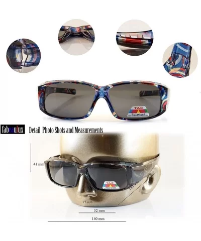 Abstract Floral Art Translucent Rectangle Polarized OTG Sunglasses P015 - Blue Swirl - CU18D2XG08N $11.74 Square