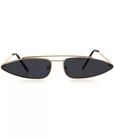 Mens Unique Triangle Narrow Rectangular Hippie Metal Rim Sunglasses - Gold Black - C018G8M6DRC $11.79 Rectangular