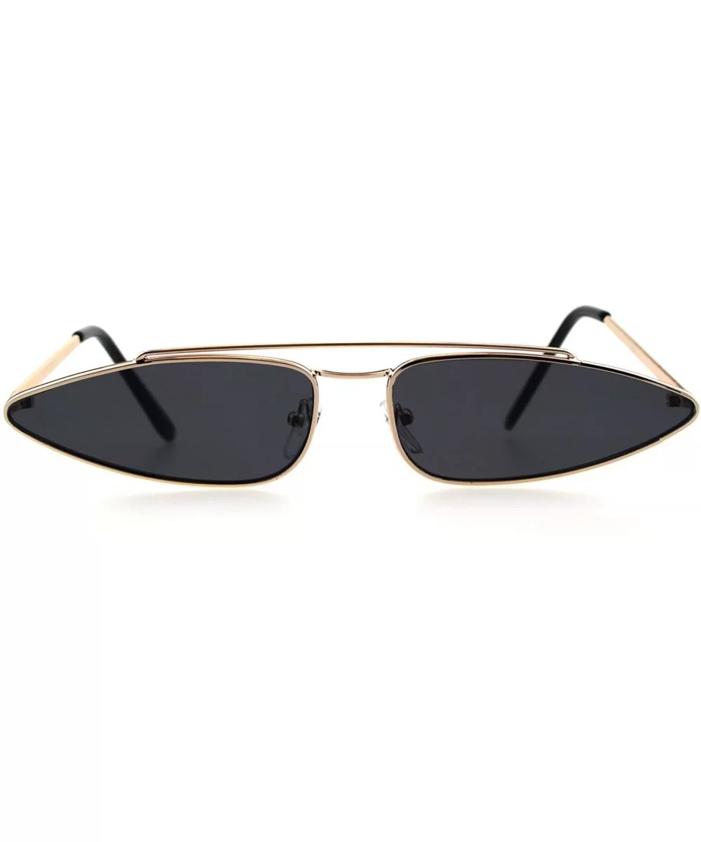 Mens Unique Triangle Narrow Rectangular Hippie Metal Rim Sunglasses - Gold Black - C018G8M6DRC $11.79 Rectangular