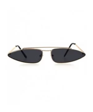 Mens Unique Triangle Narrow Rectangular Hippie Metal Rim Sunglasses - Gold Black - C018G8M6DRC $11.79 Rectangular