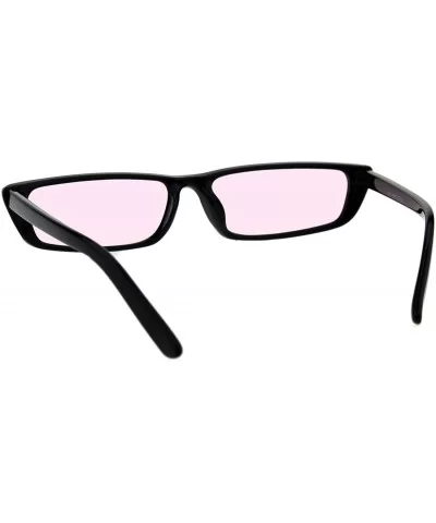 Skinny Rectangular Sunglasses Unisex Trendy Fashion Black Frame Color Lens - Black - C018H7WKDK6 $8.58 Rectangular