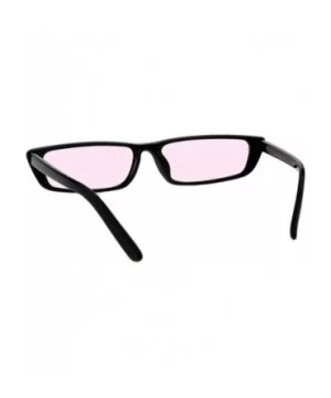 Skinny Rectangular Sunglasses Unisex Trendy Fashion Black Frame Color Lens - Black - C018H7WKDK6 $8.58 Rectangular