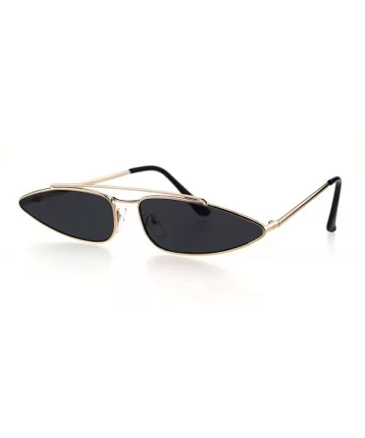 Mens Unique Triangle Narrow Rectangular Hippie Metal Rim Sunglasses - Gold Black - C018G8M6DRC $11.79 Rectangular