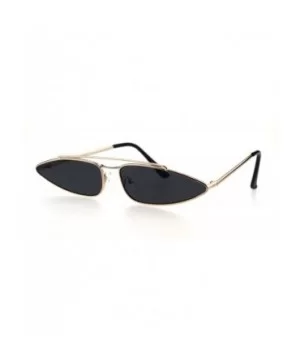 Mens Unique Triangle Narrow Rectangular Hippie Metal Rim Sunglasses - Gold Black - C018G8M6DRC $11.79 Rectangular