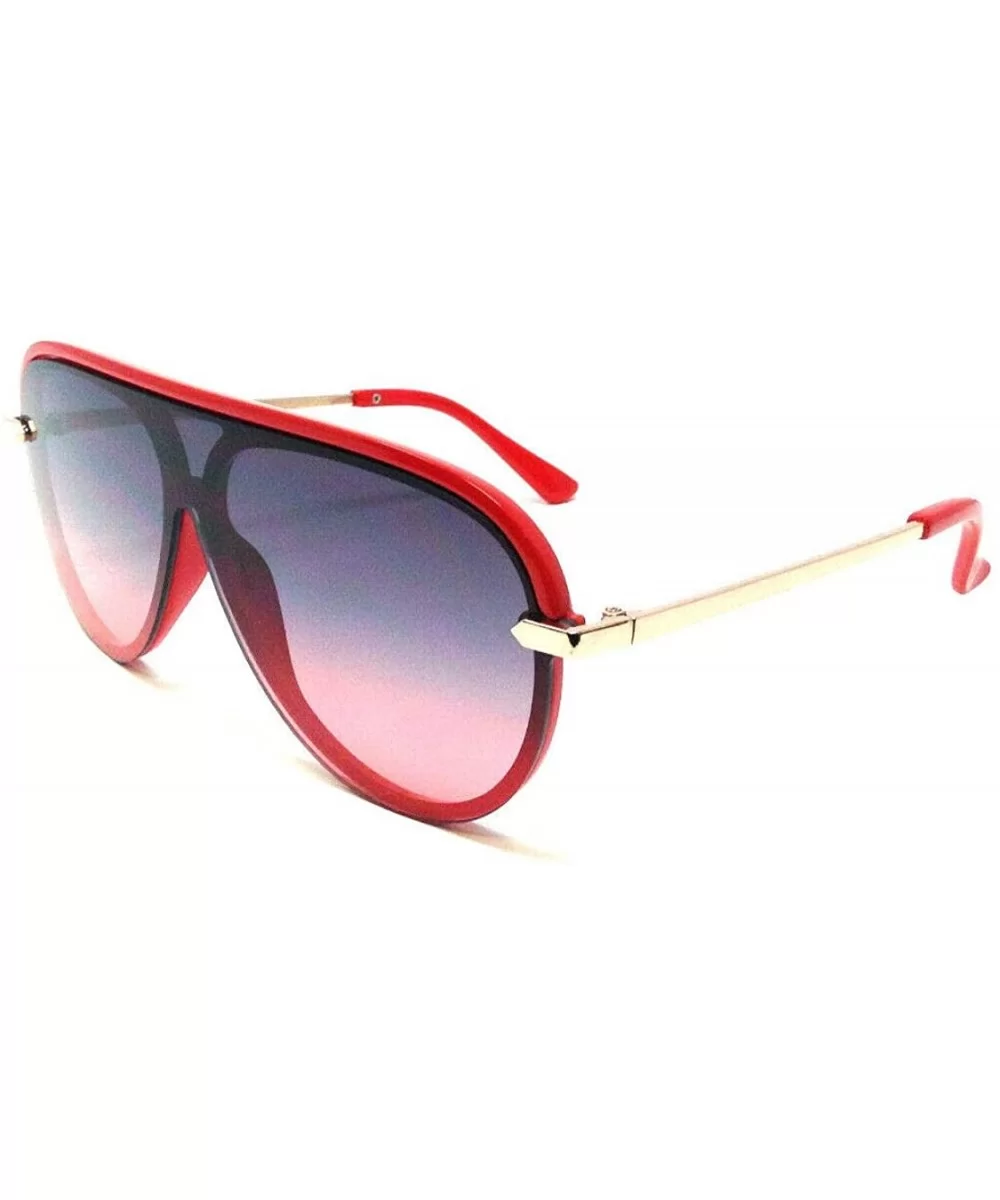 Cancun Outdoorsman Pilot Turbo Shield Aviator Sunglasses - Red & Gold Frame - CE197CXS3ME $7.40 Shield