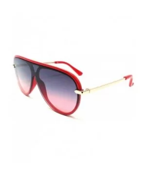 Cancun Outdoorsman Pilot Turbo Shield Aviator Sunglasses - Red & Gold Frame - CE197CXS3ME $7.40 Shield