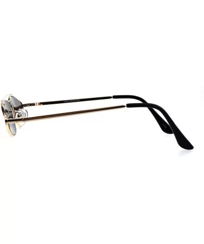 Mens Unique Triangle Narrow Rectangular Hippie Metal Rim Sunglasses - Gold Black - C018G8M6DRC $11.79 Rectangular