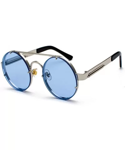 Unisex Fashion Sunglasses for Driving-Travel Outdoor Activites UV400 Eyewear - C7-gold Frame Blue Lens - CM18X4NYRQ4 $21.29 R...