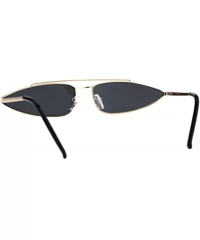 Mens Unique Triangle Narrow Rectangular Hippie Metal Rim Sunglasses - Gold Black - C018G8M6DRC $11.79 Rectangular