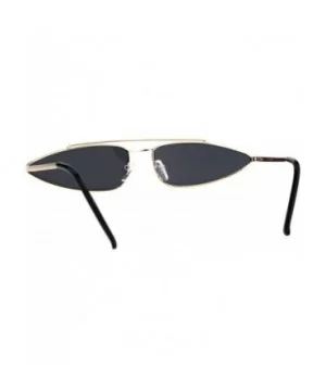 Mens Unique Triangle Narrow Rectangular Hippie Metal Rim Sunglasses - Gold Black - C018G8M6DRC $11.79 Rectangular