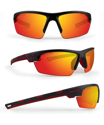 LINK Sport Motorcycle Riding Red/Black Sunglasses - Red-black - CW18M7QXGGA $11.94 Wrap