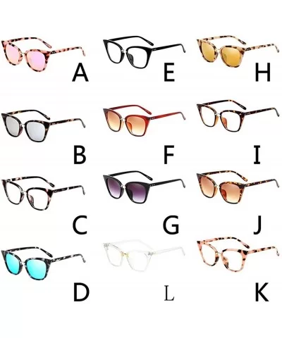 Fashion Vintage Cat Eye Sunglasses-Retro Eyewear Ladies Man - E - CF18Q3OWHO2 $7.56 Rectangular