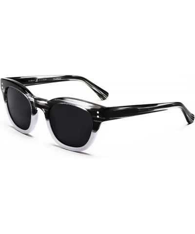 Women's Polarized Modern Classis Vista Horned Rim Vintage Sunglasses - Black - CG12E0DXJXJ $33.20 Round