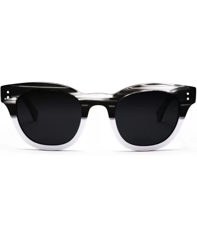 Women's Polarized Modern Classis Vista Horned Rim Vintage Sunglasses - Black - CG12E0DXJXJ $33.20 Round