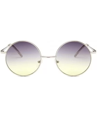 Retro Round Sunglasses Women Vintage Small Unisex Metal Frame Color Lenses Sun Glasses Female UV400 - Goldyellow - CP199Q0UHK...