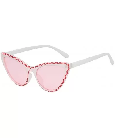 Vintage Sunglasses-Women's Cat Eye Shade Integrated Stripe Glasses - C - CR18RS48T5X $5.57 Square