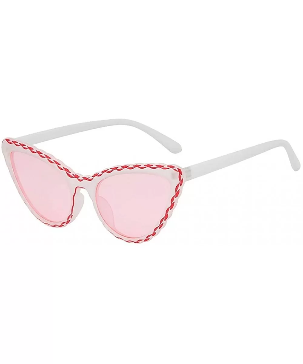 Vintage Sunglasses-Women's Cat Eye Shade Integrated Stripe Glasses - C - CR18RS48T5X $5.57 Square