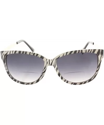 Bifocal Sunglasses Oversize - Designer Inspired Sun Readers UV400 Cateye Fashion - Zebra - CG187K2HK22 $8.43 Oversized