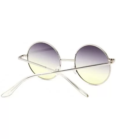 Retro Round Sunglasses Women Vintage Small Unisex Metal Frame Color Lenses Sun Glasses Female UV400 - Goldyellow - CP199Q0UHK...