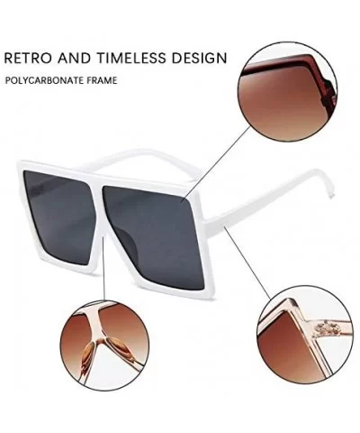 Squared Oversized Sunglasses for Women Men-Fashion Stylish Flat Top Design Big Shades UV Protection 8076 - CM197QKTOID $6.42 ...