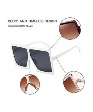 Squared Oversized Sunglasses for Women Men-Fashion Stylish Flat Top Design Big Shades UV Protection 8076 - CM197QKTOID $6.42 ...