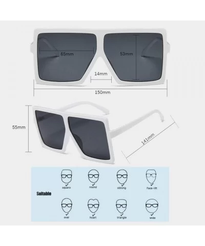 Squared Oversized Sunglasses for Women Men-Fashion Stylish Flat Top Design Big Shades UV Protection 8076 - CM197QKTOID $6.42 ...