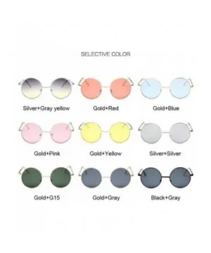 Retro Round Sunglasses Women Vintage Small Unisex Metal Frame Color Lenses Sun Glasses Female UV400 - Goldyellow - CP199Q0UHK...