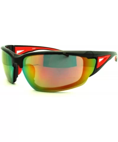 Mens Biker Shatterproof Warp Around Plastic Sports Sunglasses - Black Red - C411LZBDWZP $7.50 Sport