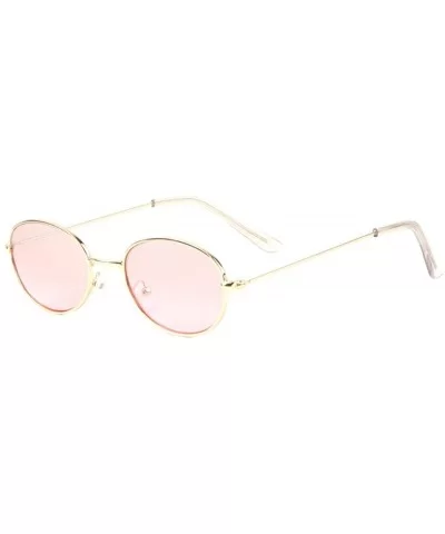 Retro Oval Color Lens Thin Frame Metal Sunglasses - Pink - C11987HGUR3 $12.19 Oval