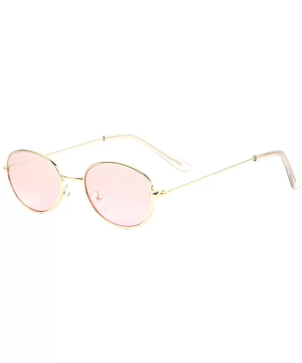 Retro Oval Color Lens Thin Frame Metal Sunglasses - Pink - C11987HGUR3 $12.19 Oval