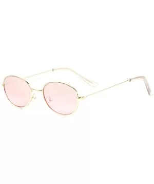 Retro Oval Color Lens Thin Frame Metal Sunglasses - Pink - C11987HGUR3 $12.19 Oval