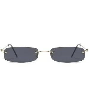 Small Chic Rectangular Rimless Sunglasses Women Men Fashion Vintage Design UV400 - Black - CA18E37WTCW $10.06 Square