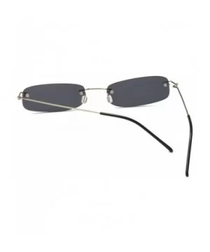 Small Chic Rectangular Rimless Sunglasses Women Men Fashion Vintage Design UV400 - Black - CA18E37WTCW $10.06 Square