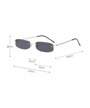 Small Chic Rectangular Rimless Sunglasses Women Men Fashion Vintage Design UV400 - Black - CA18E37WTCW $10.06 Square