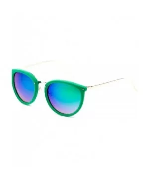 "Miley" Unique Round Glasses with UV400 Flash Lenses Modern Fashion Sunglasses - Green - CR12N0BCBQI $9.00 Round