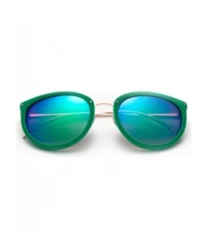 "Miley" Unique Round Glasses with UV400 Flash Lenses Modern Fashion Sunglasses - Green - CR12N0BCBQI $9.00 Round