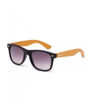 "Soul" Modern Retro Fashion Real Bamboo Sunglasses - Rubber Black/Dark Babmoo - C912M1OC2YL $9.88 Wayfarer