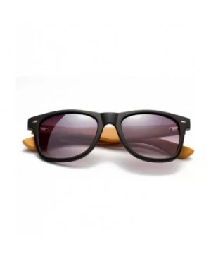 "Soul" Modern Retro Fashion Real Bamboo Sunglasses - Rubber Black/Dark Babmoo - C912M1OC2YL $9.88 Wayfarer