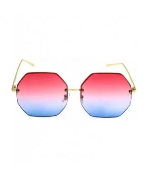 Glasses HUGE OVERSIZED LARGE VINTAGE OCTAGON Rimless RETRO Style SUNGLASSES (Pink Blue - 64) - C7186445IY7 $6.74 Oversized