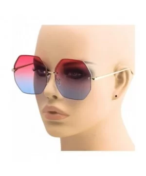 Glasses HUGE OVERSIZED LARGE VINTAGE OCTAGON Rimless RETRO Style SUNGLASSES (Pink Blue - 64) - C7186445IY7 $6.74 Oversized