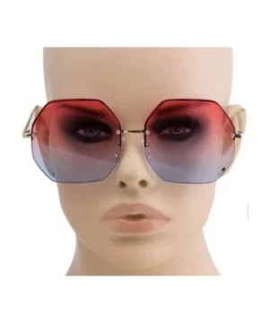 Glasses HUGE OVERSIZED LARGE VINTAGE OCTAGON Rimless RETRO Style SUNGLASSES (Pink Blue - 64) - C7186445IY7 $6.74 Oversized