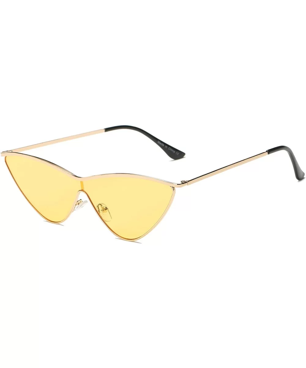 Women Retro Vintage Metal Cat Eye Designer Sunglasses - Yellow - C918I9QLC2A $8.50 Cat Eye