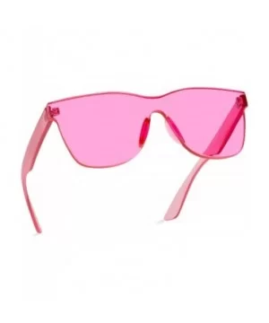 Horn Rimmed Tinted Colorful Lens Rimless Sunglasses - Clear Pink Frame - C518D96T0R2 $4.97 Wayfarer