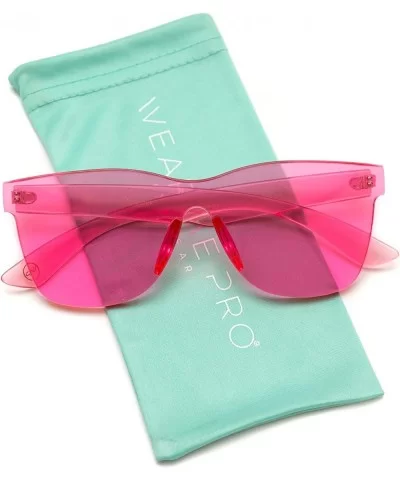 Horn Rimmed Tinted Colorful Lens Rimless Sunglasses - Clear Pink Frame - C518D96T0R2 $4.97 Wayfarer