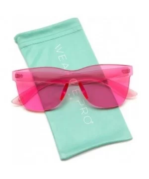 Horn Rimmed Tinted Colorful Lens Rimless Sunglasses - Clear Pink Frame - C518D96T0R2 $4.97 Wayfarer