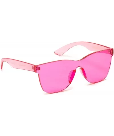 Horn Rimmed Tinted Colorful Lens Rimless Sunglasses - Clear Pink Frame - C518D96T0R2 $4.97 Wayfarer