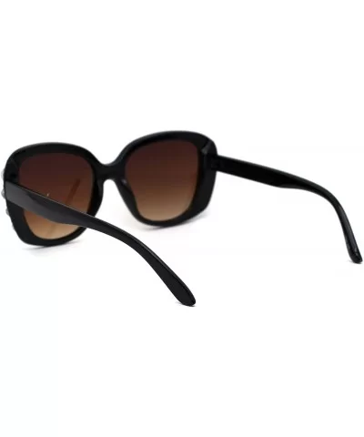 Womens Large Rhinestone Jewel Trim Butterfly Diva Sunglasses - Black Brown - C9196248SRW $6.83 Butterfly