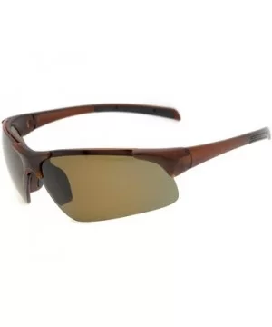 Polycarbonate Half-Rimless Polarized Sport Sunglasses TR90 Unbreakable - Brown/Brown Lens - CX12NUTND4G $19.29 Sport