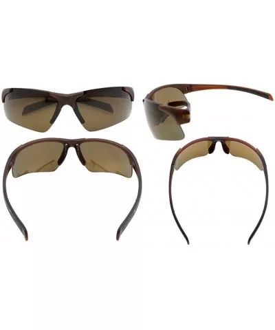 Polycarbonate Half-Rimless Polarized Sport Sunglasses TR90 Unbreakable - Brown/Brown Lens - CX12NUTND4G $19.29 Sport